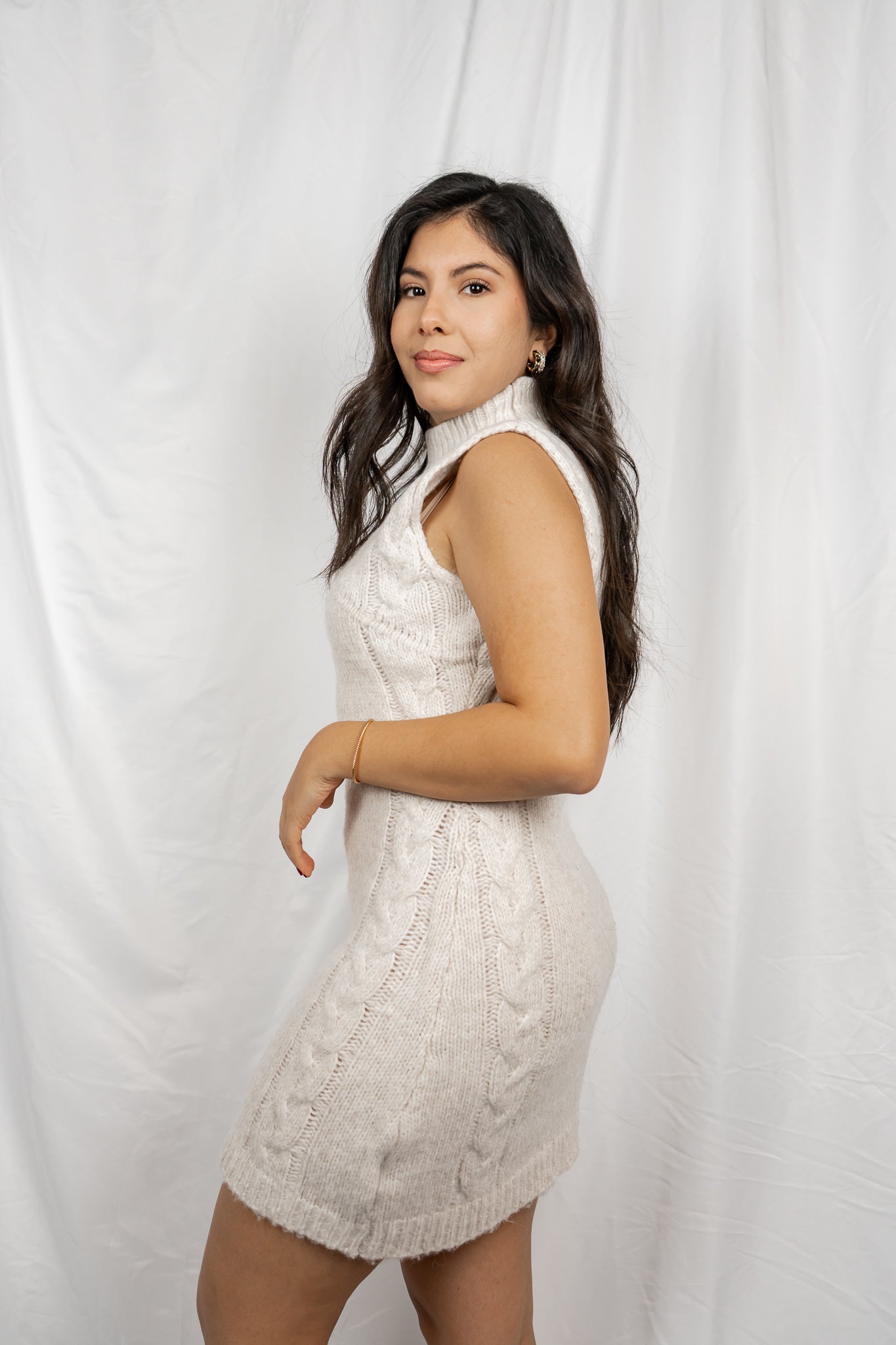 Sleeveless Cable Sweater Dress