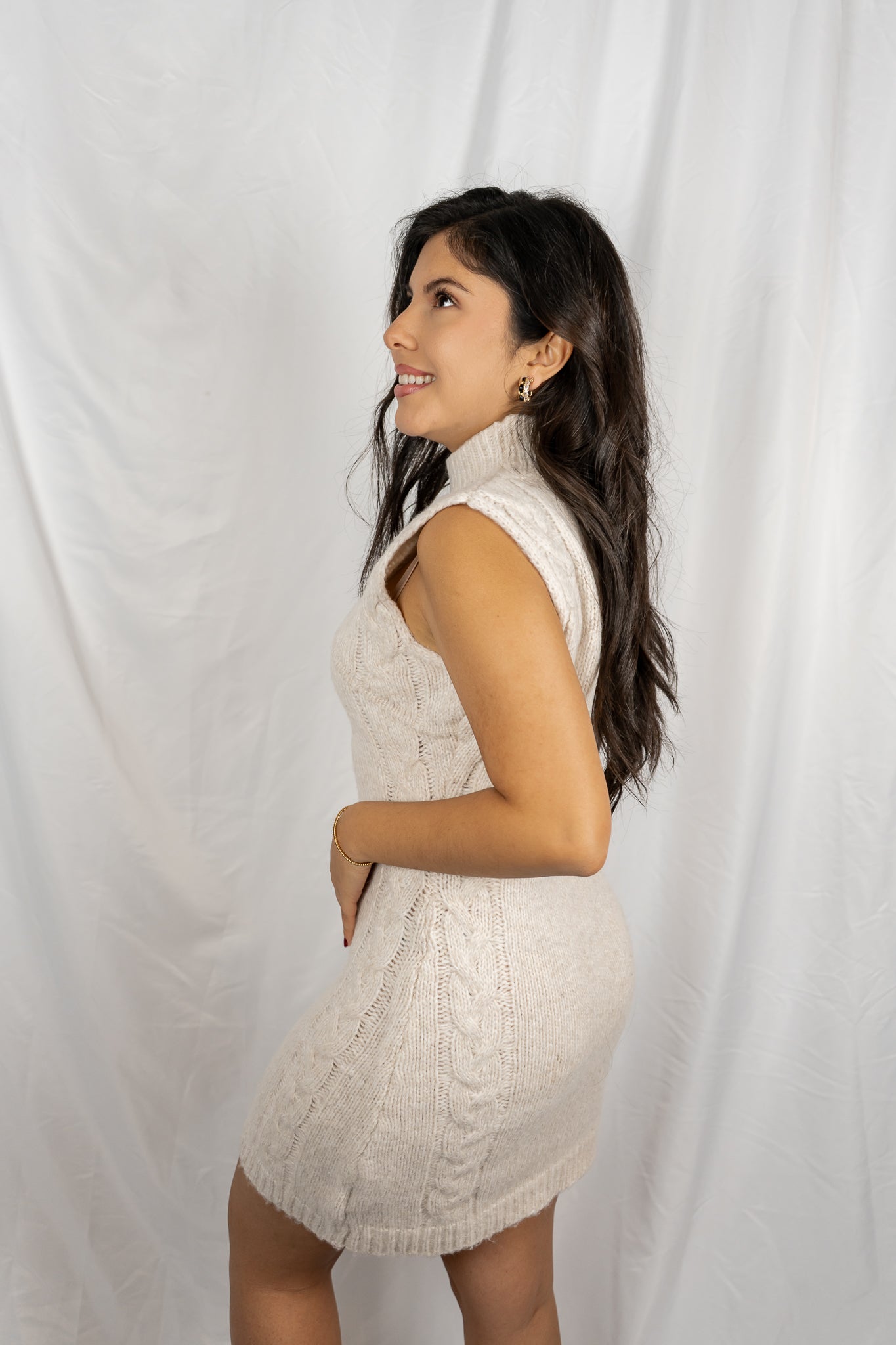 Sleeveless Cable Sweater Dress