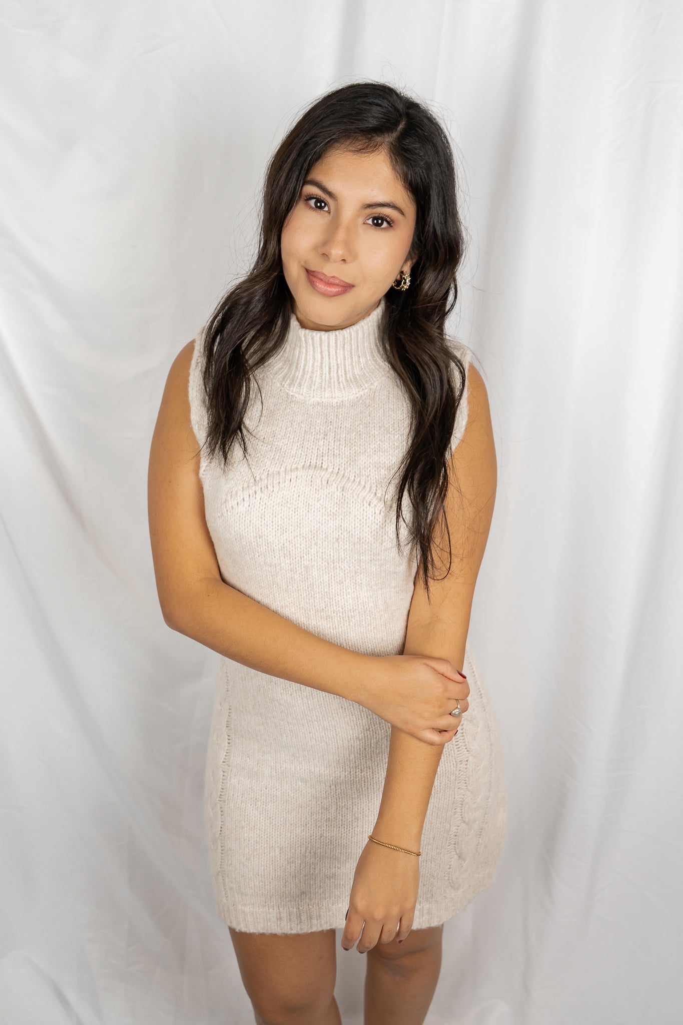 Sleeveless Cable Sweater Dress