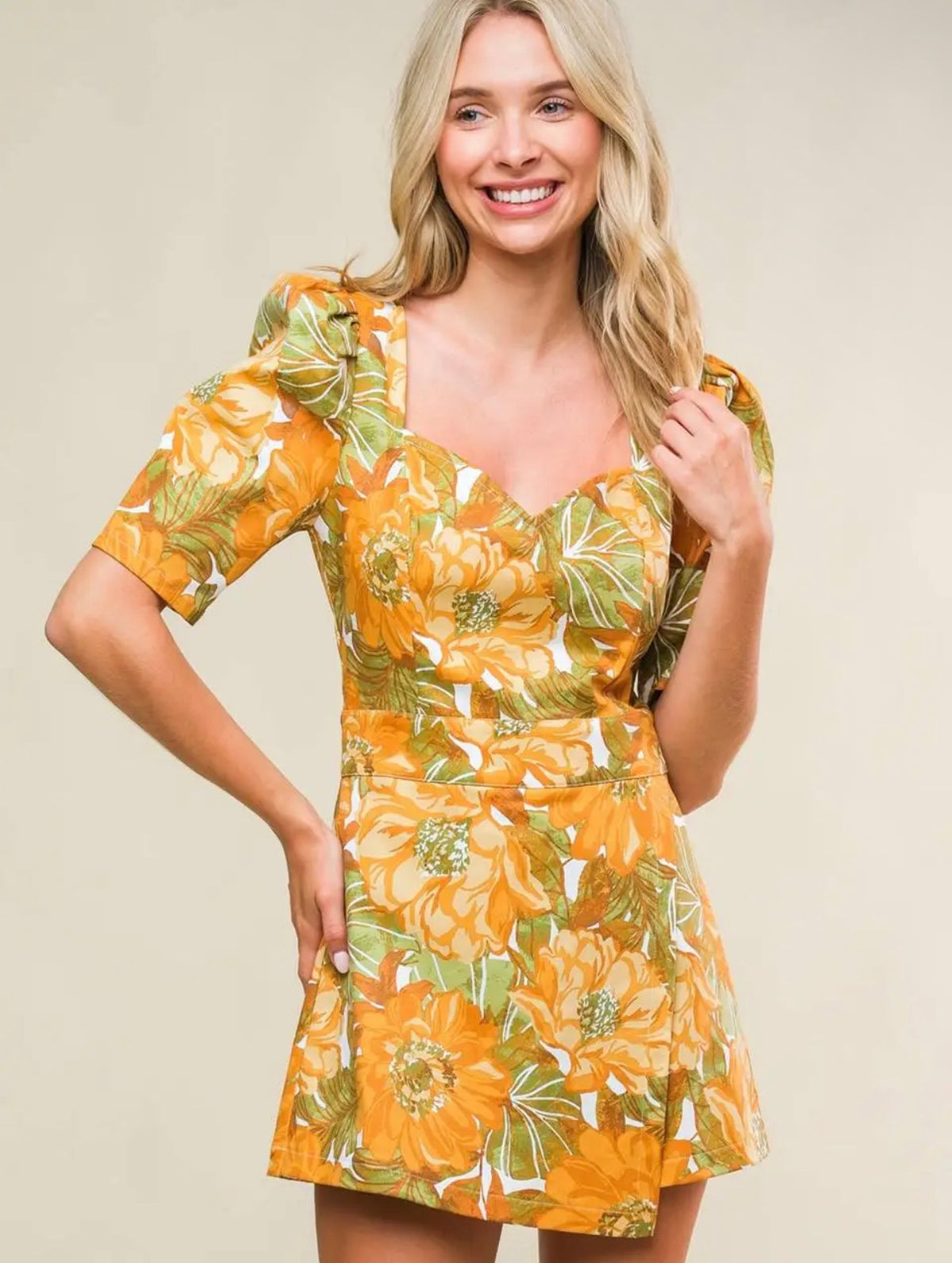Printed woven skort romper