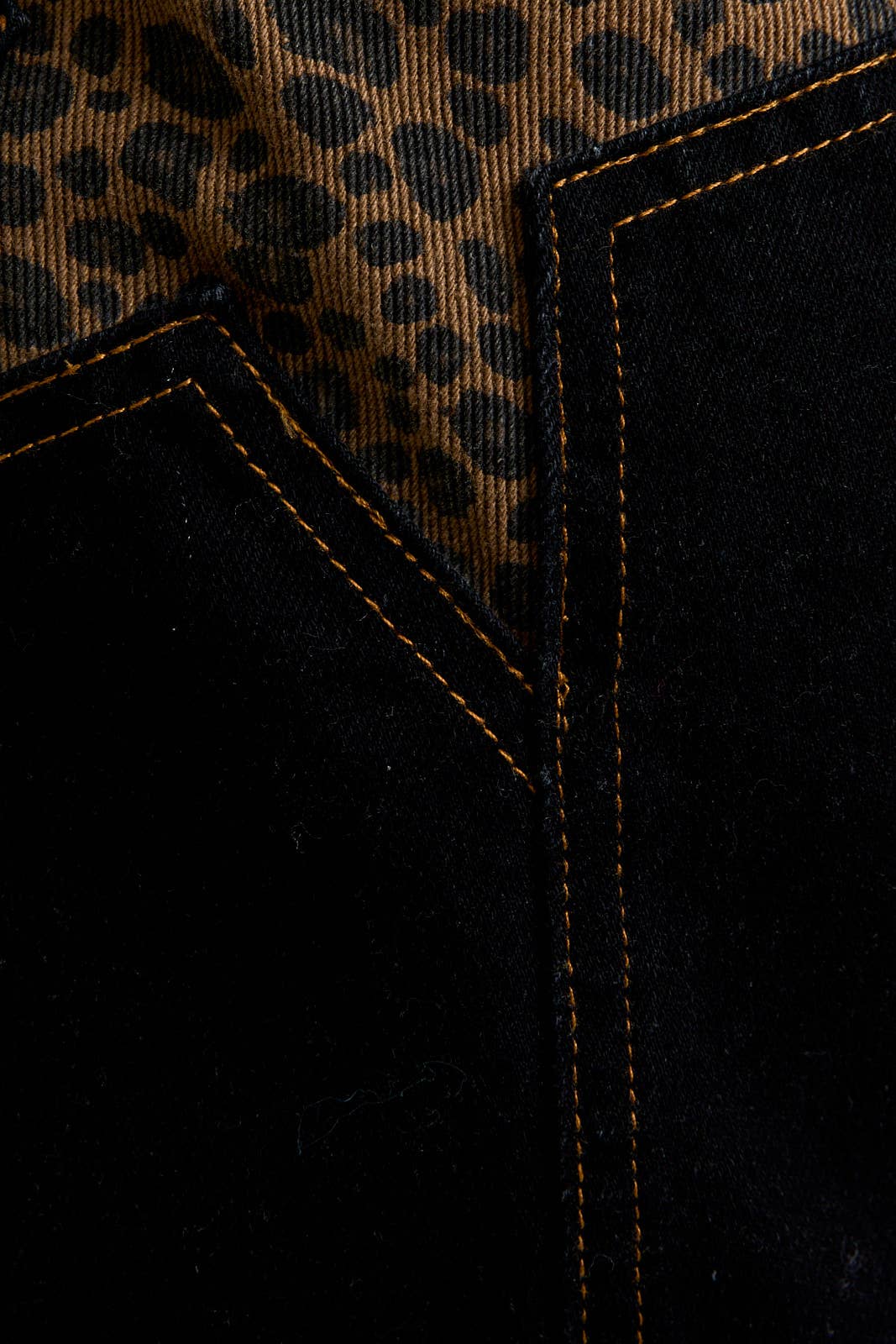 Black Denim Skirt with Leopard Stars