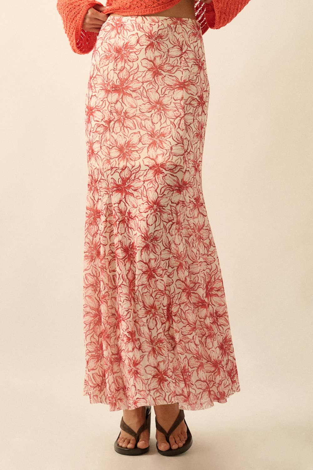 Floral Mesh Mermaid Maxi Skirt