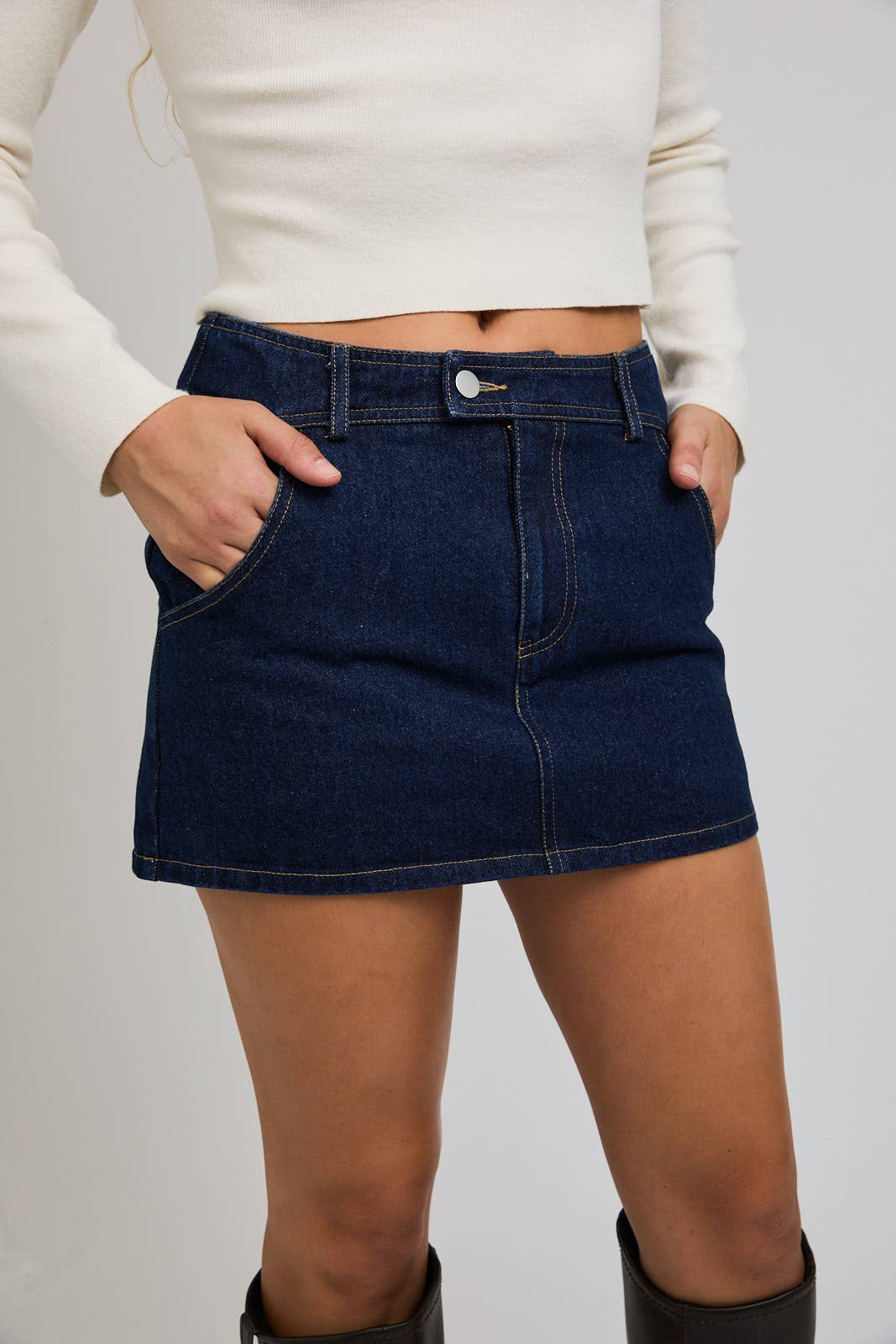 Indigo Mid-Waisted Mini Skirt