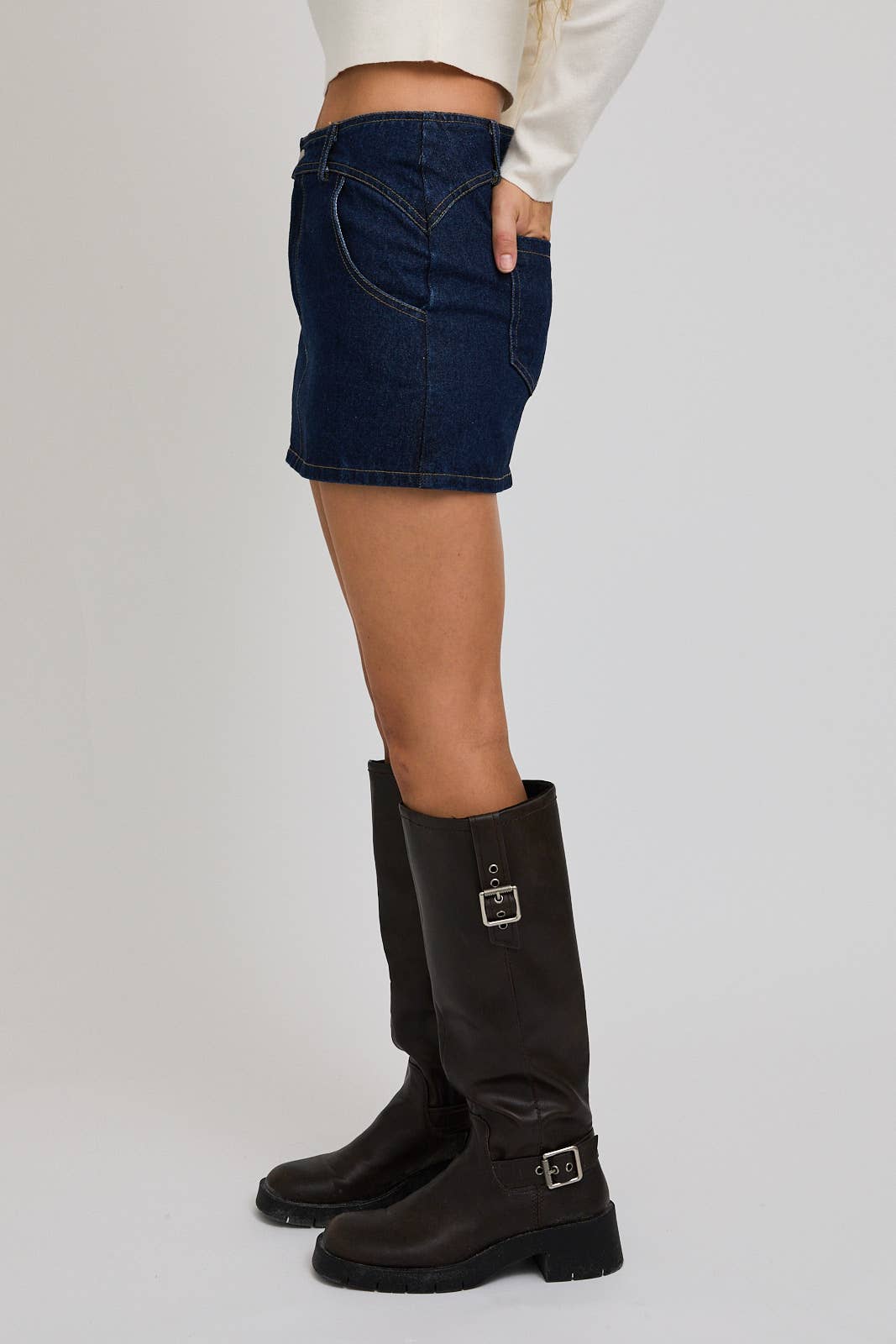 Indigo Mid-Waisted Mini Skirt