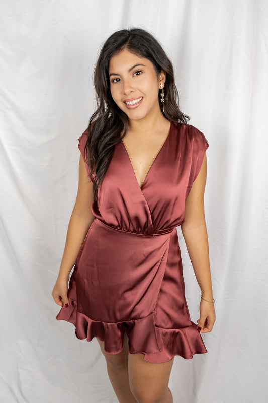 Satin Wrap Dress