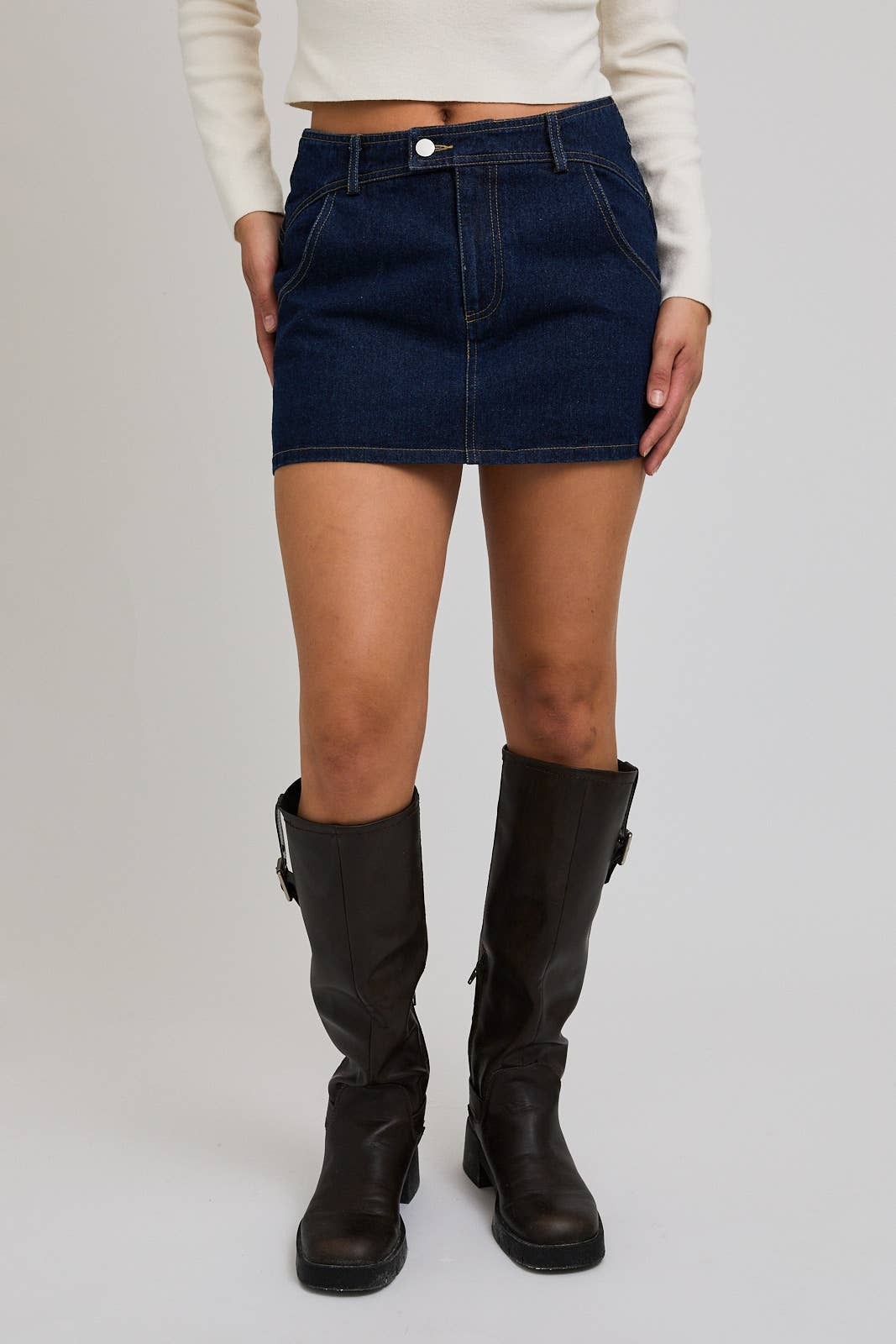 Indigo Mid-Waisted Mini Skirt