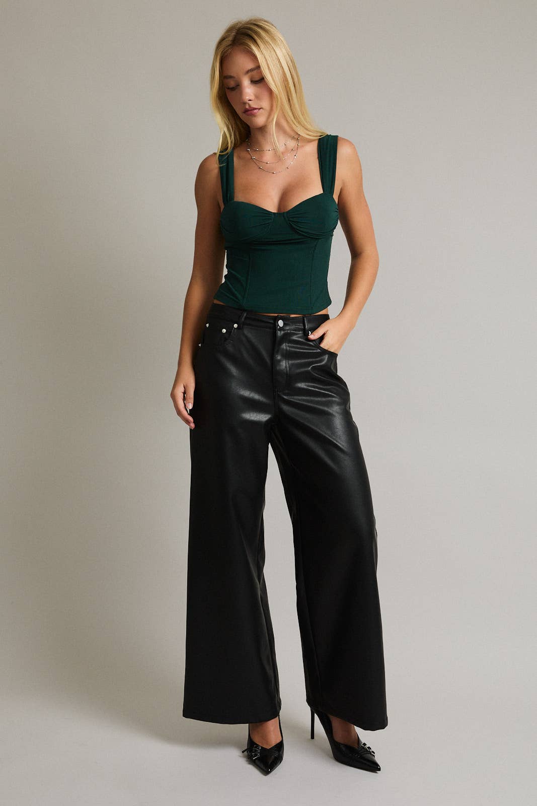 Hunter Green Ruched Top
