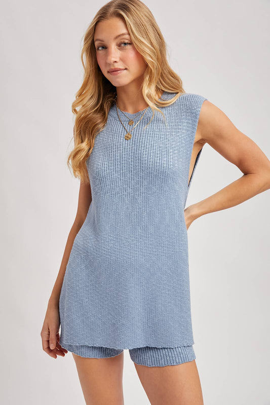 Sleeveless Knit Set: Dusty