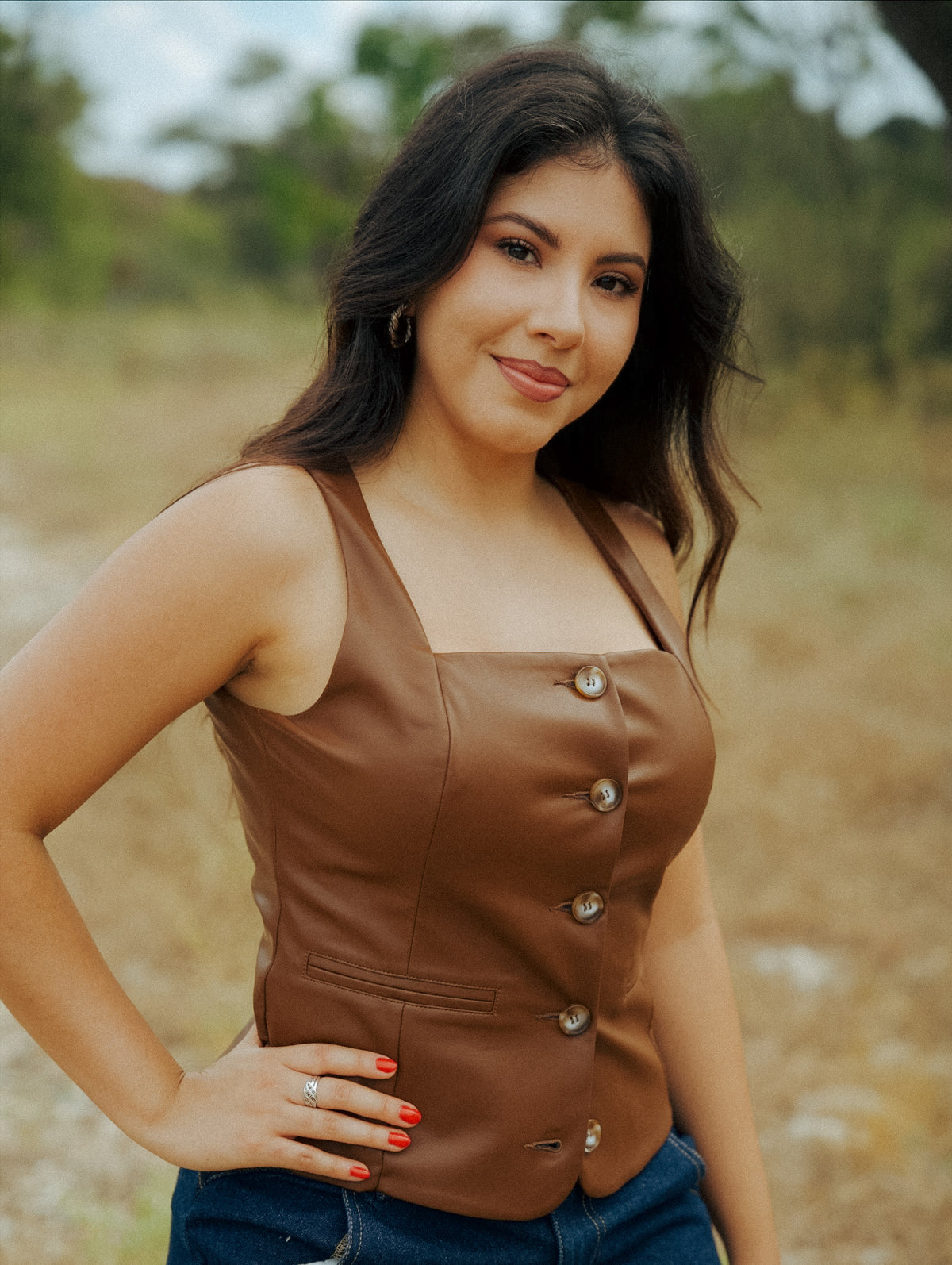 Brown Faux Leather Vest