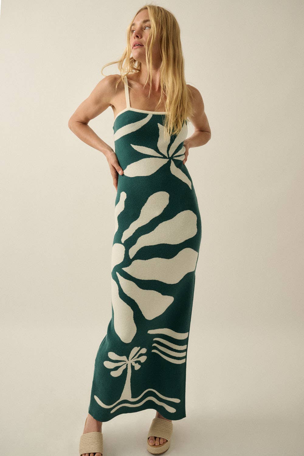 Tropical Knit Maxi Sweater Dress