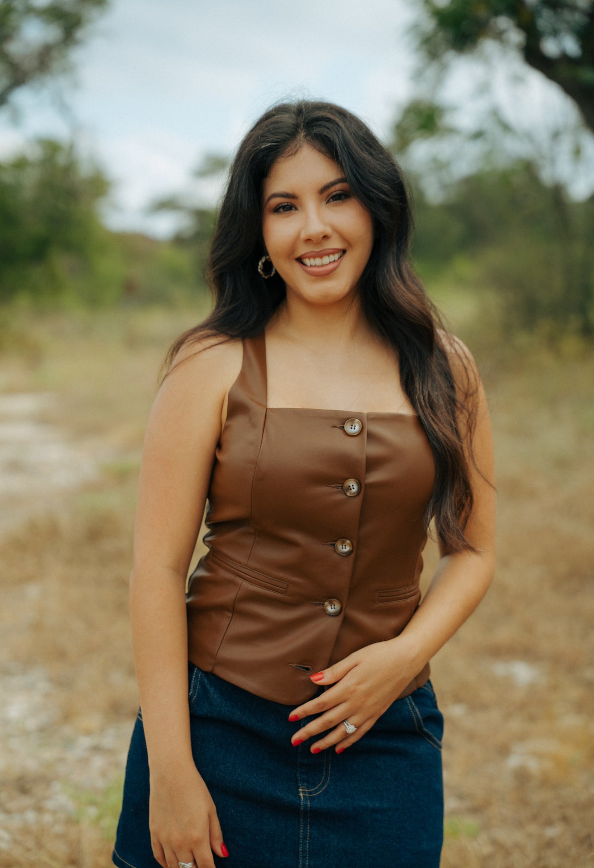 Brown Faux Leather Vest