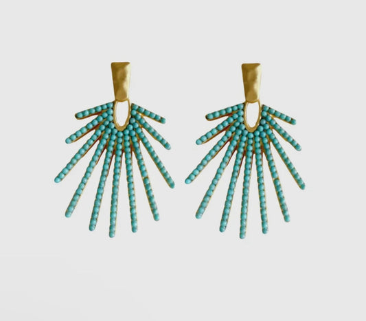 Sunburst Statement Drop Earring - Turquoise