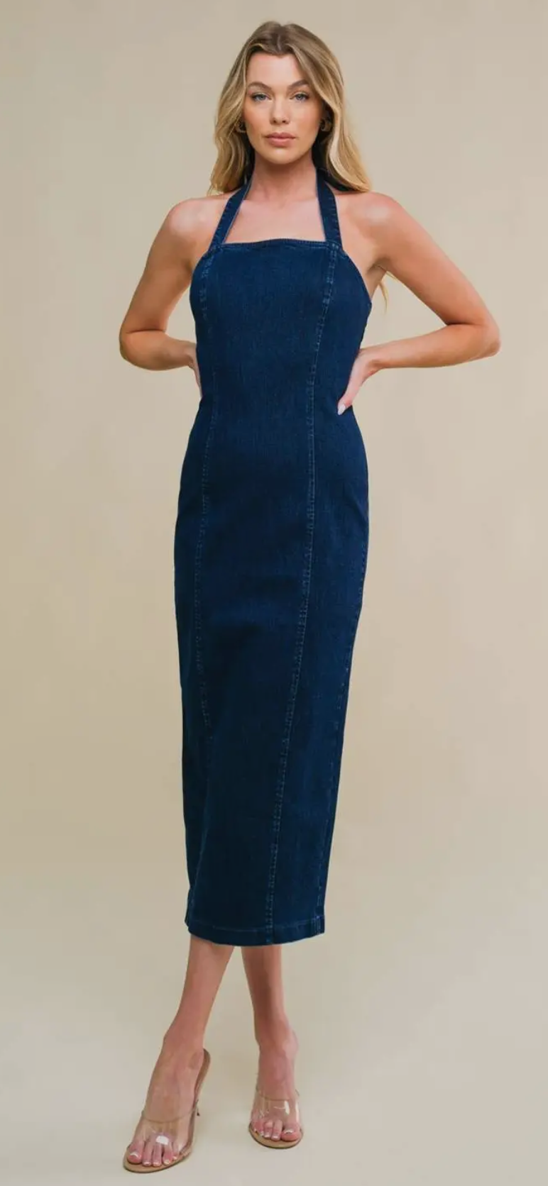 Washed denim midi dress - FINAL SALE