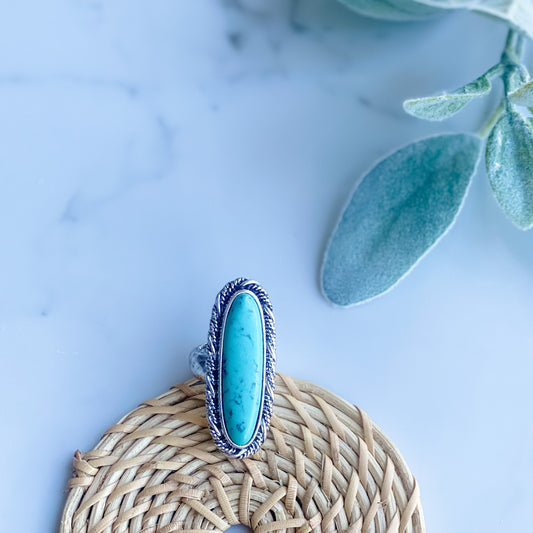 Western Oval Statement Ring Turquoise