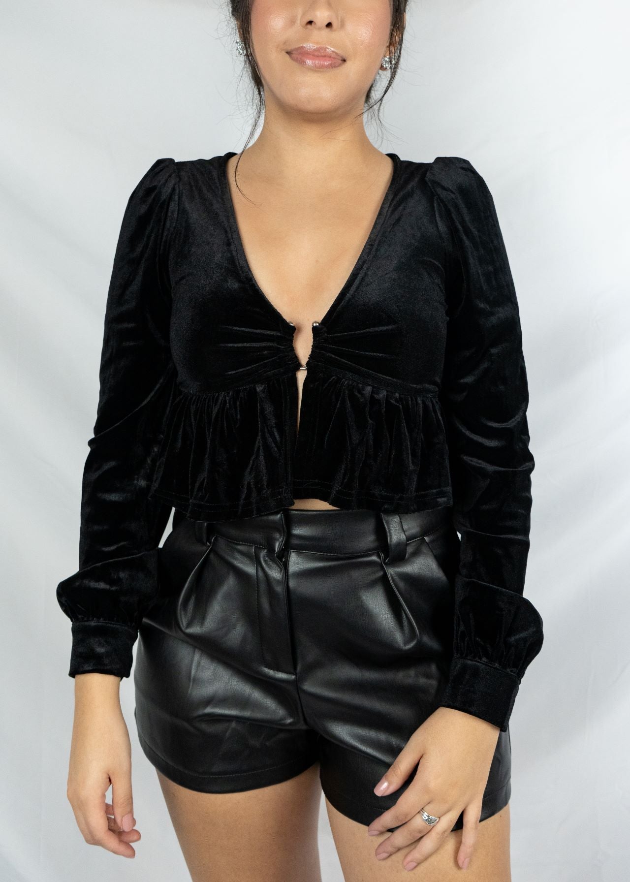 Black Velvet V-Ring Top