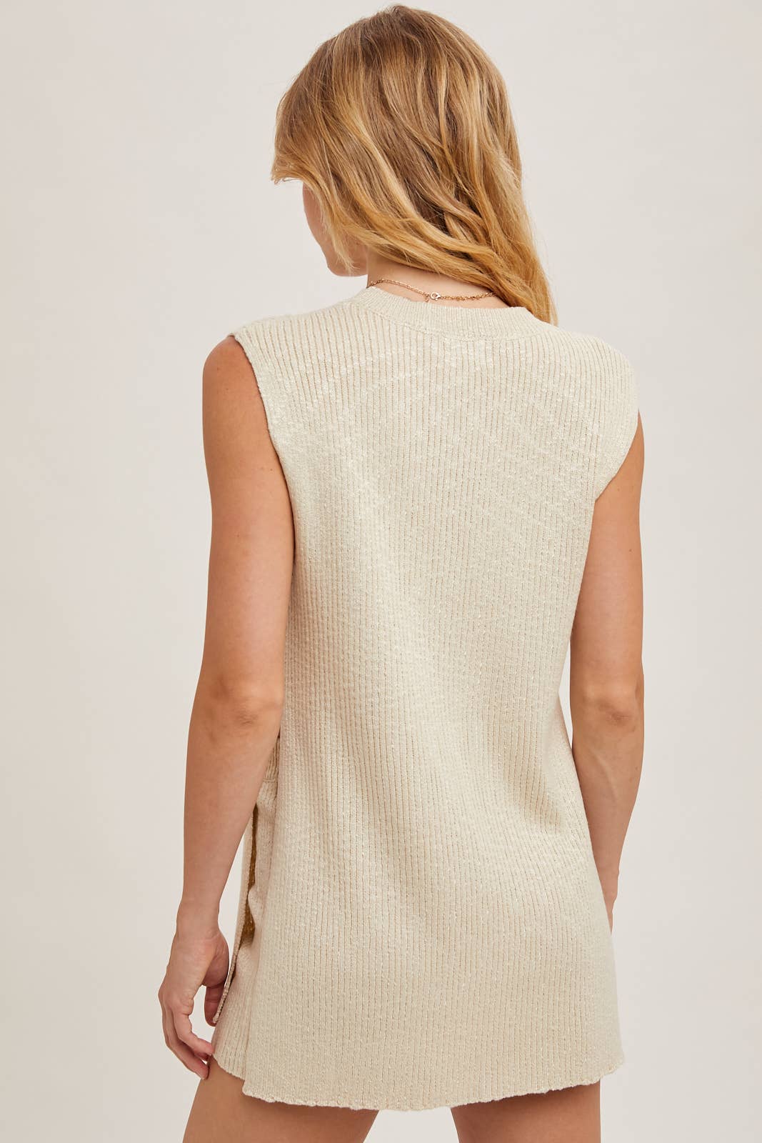 Sleeveless Knit Set: Cream