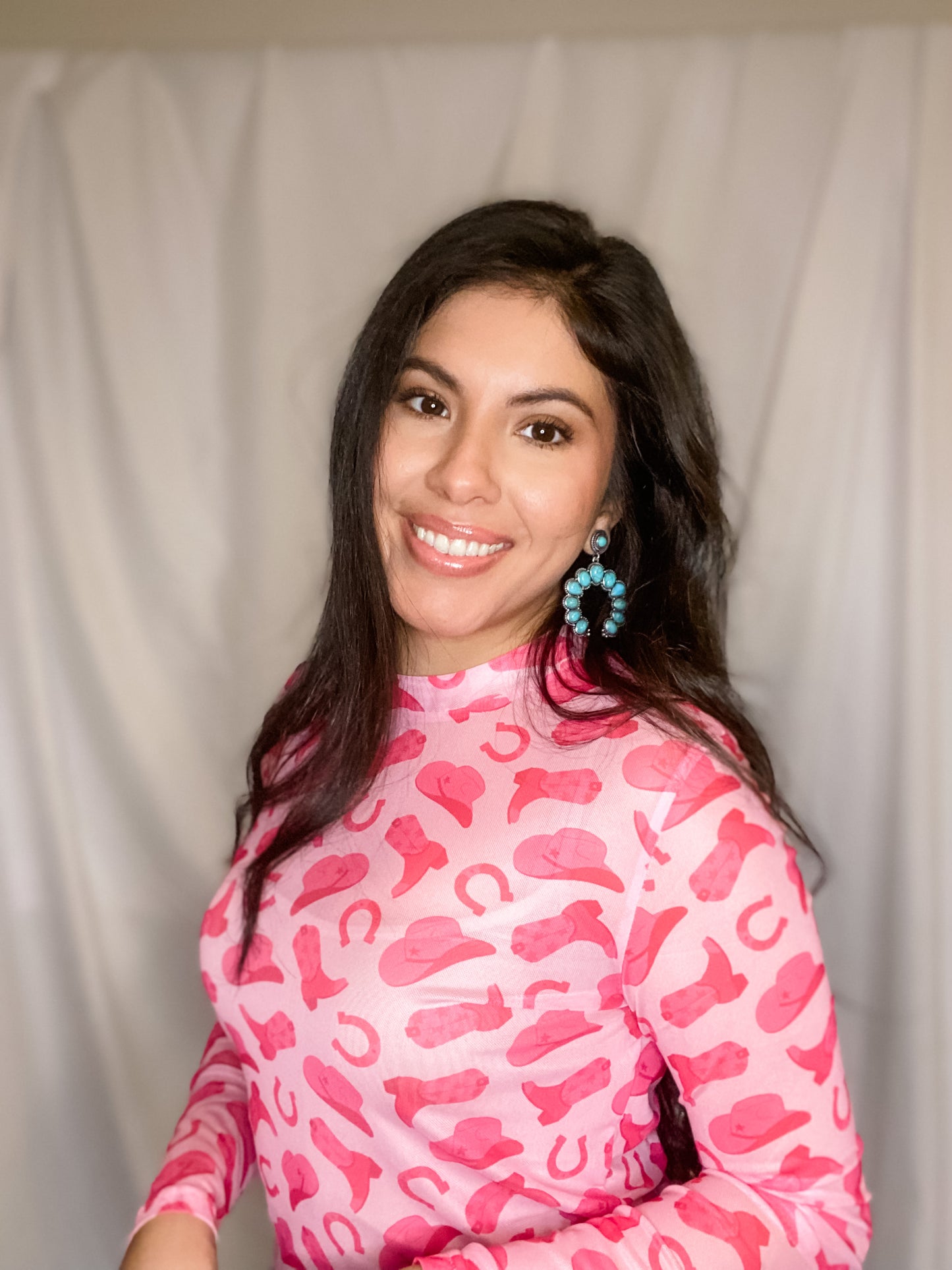 Hot Pink Cowgirl Mesh Top