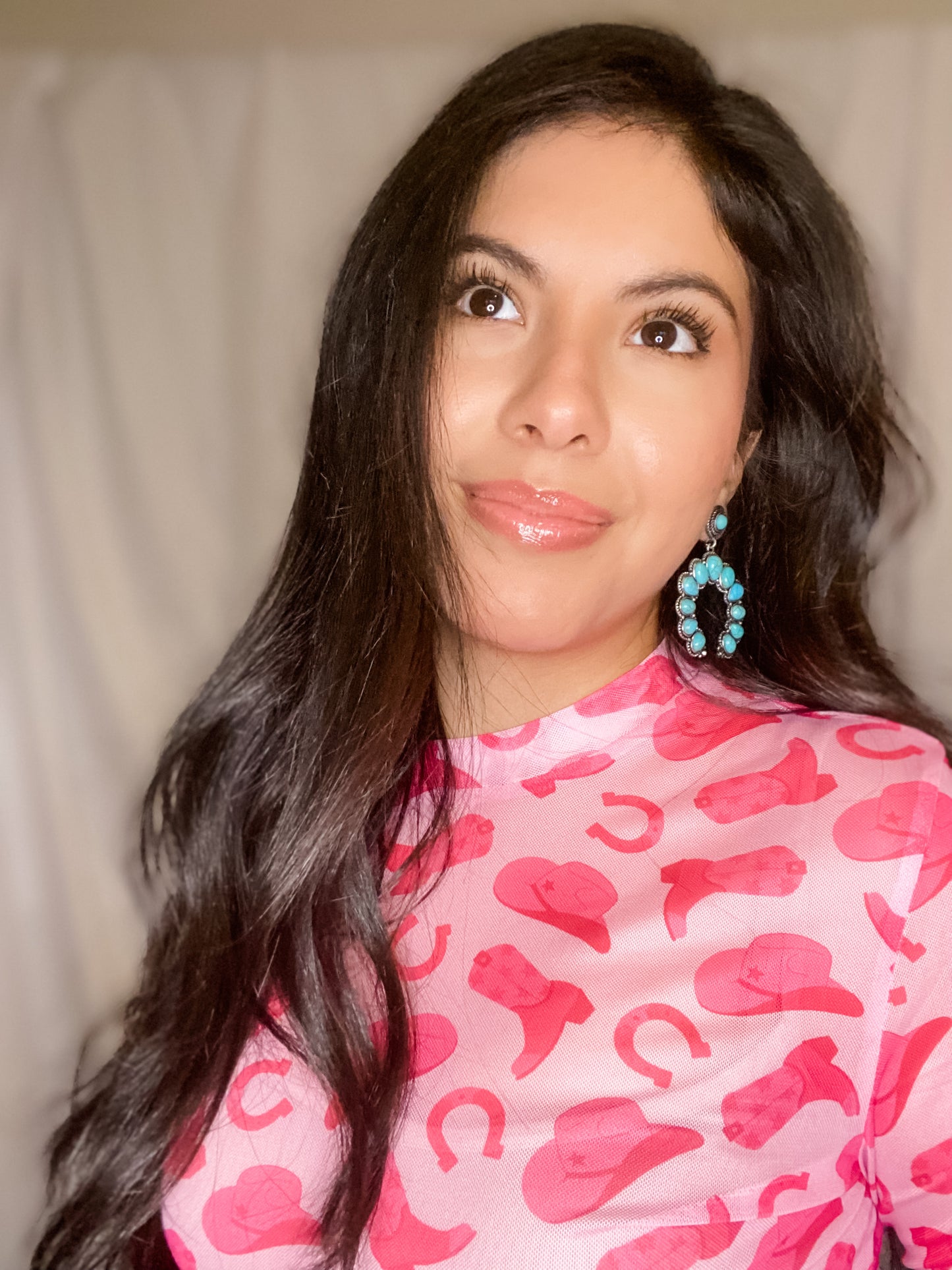 Hot Pink Cowgirl Mesh Top